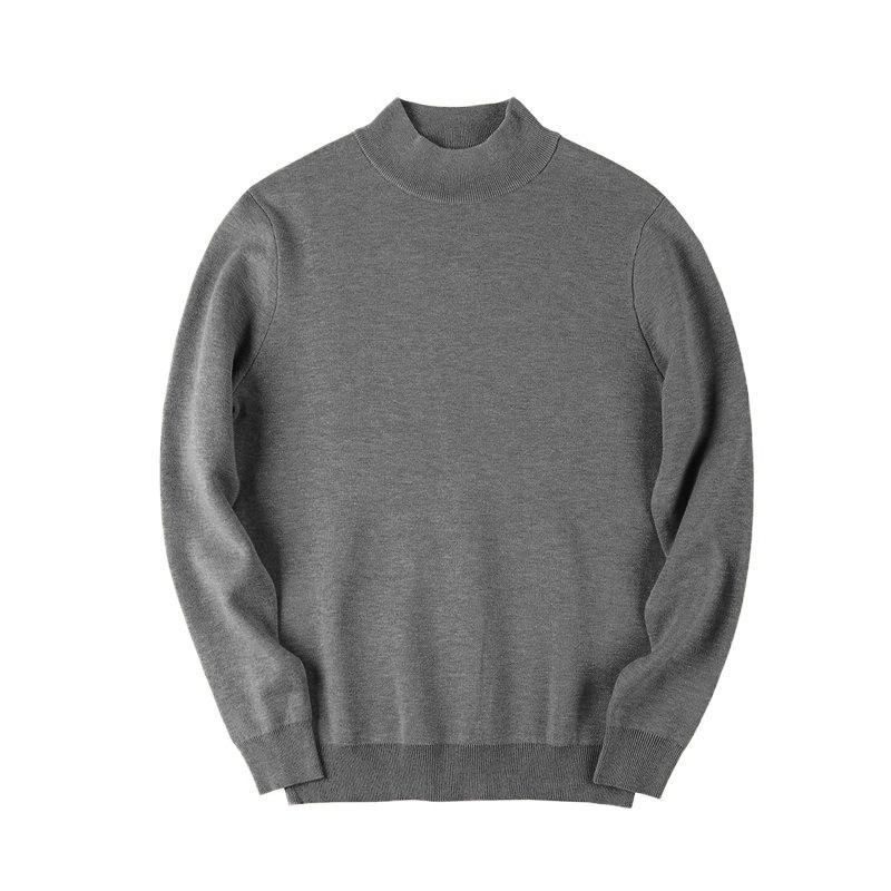 Men's Black Fleece Half-High Neck Sweater, Autumn/Winter Layer, Boys' Base Layer Knitwear