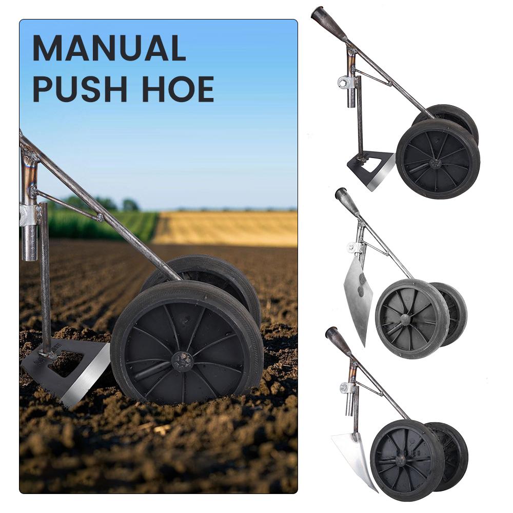 3 In 1 Multifunctional 2Wheels Power-Assisted Weeding Scarifying Hoe, Ditching And Scarifying Triangular Hoe, Agricultural Tools