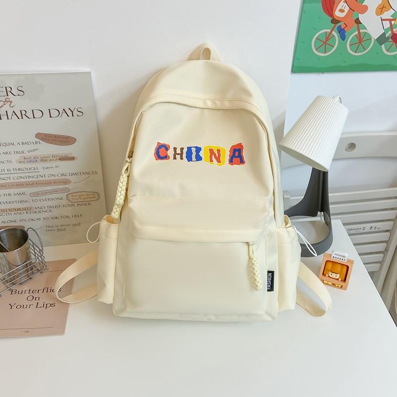 Junior High School Student Schoolbag Letter Print Women's Lightweight Backpack