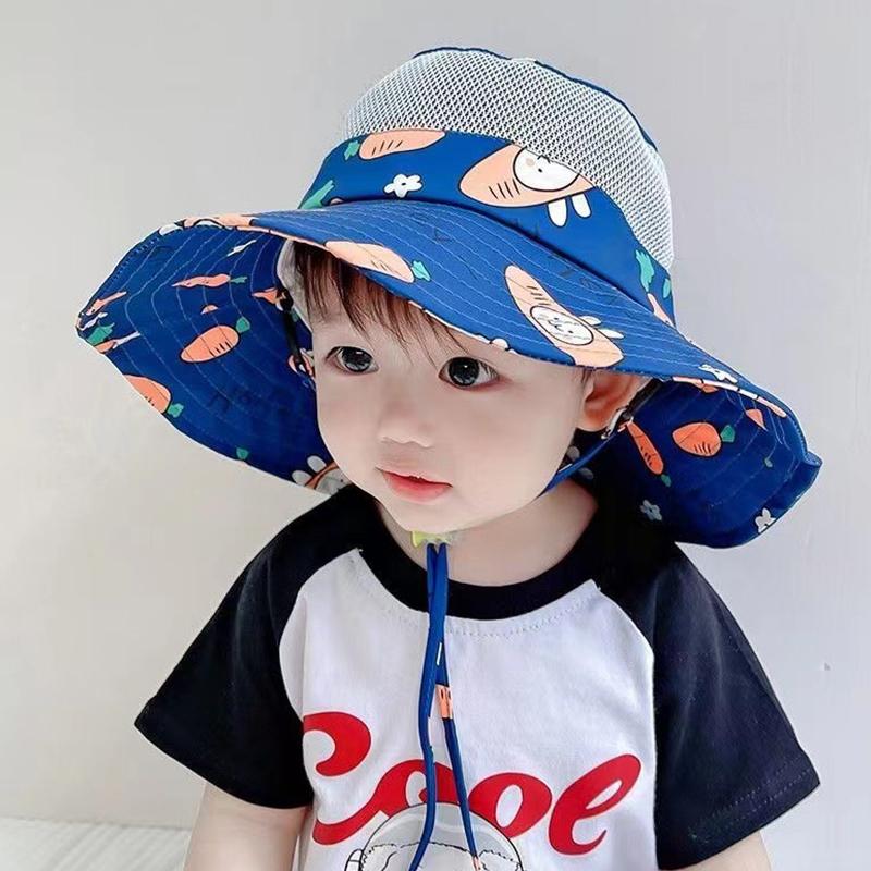 Children'S Large Brim Sun Protection Summer Thin Mesh Breathable Fisherman Hat Kindergarten Hat Girl Baby Sun Hat