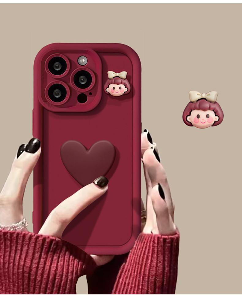 Japan and South Korea ins princess style applicable Apple 17PM mobile phone case iPhone16 love bow 15 new 14PRO