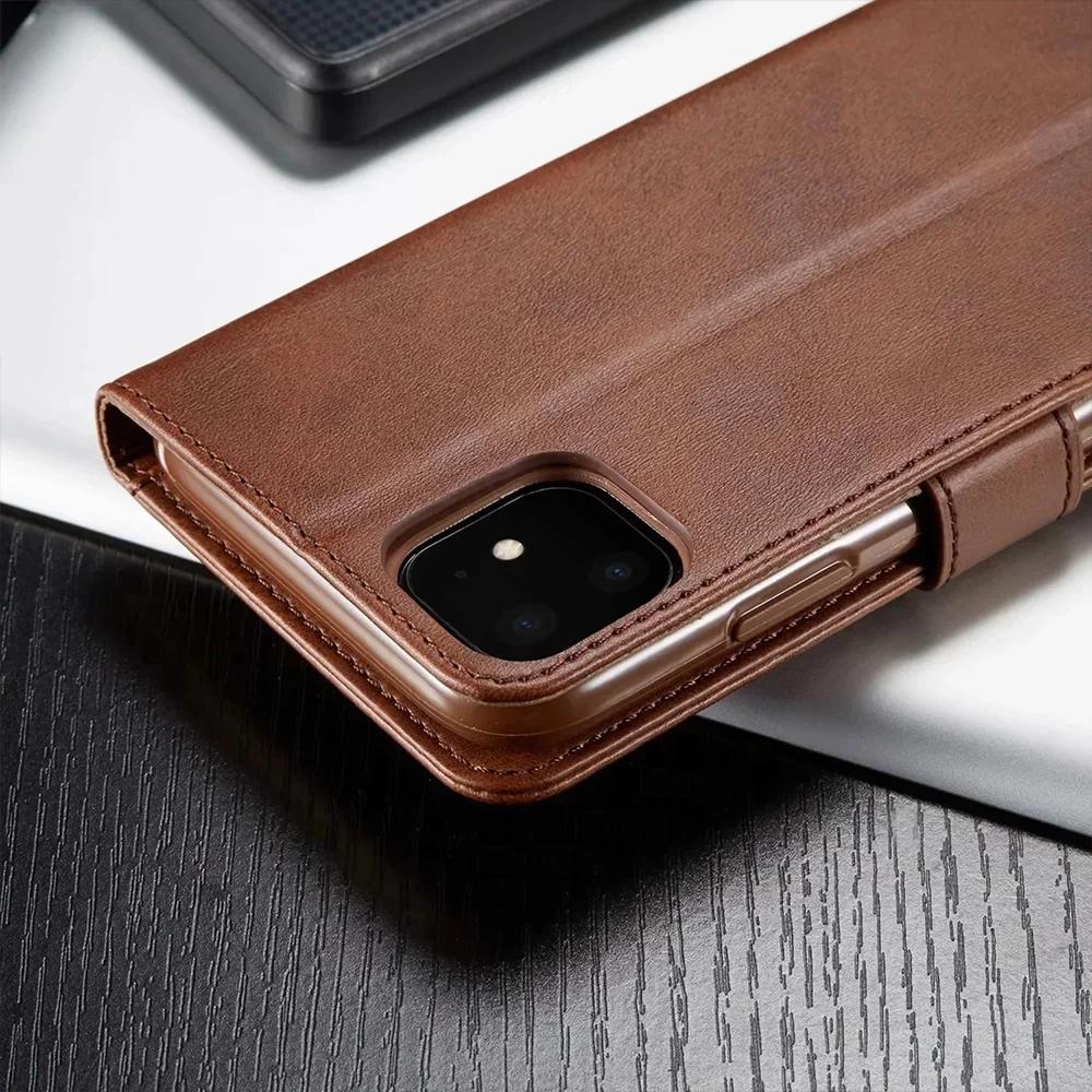 Leather Wallet Case for IPhone Air 17 16 15 14 13 12 Pro Max Mini 11 XS XR SE 2020 Plus 5S 16e Luxury Flip Cover Coque Card Slot