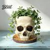 Resin Container Halloween Retro Skull Planter Spooky Gothic Human Head Flower Pot Home Decor Skeleton Candy Bowl Decoration for Tabletop Bar Office