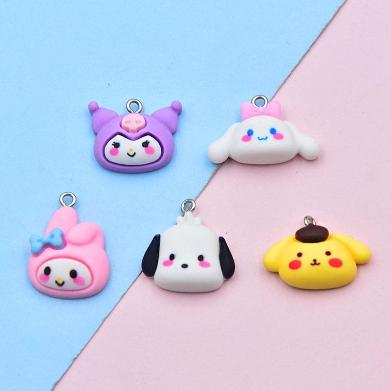 Cute Cartoon Chacha Big-Eared Dog Resin Earrings & Keychain Charms - DIY Jewelry Accessories