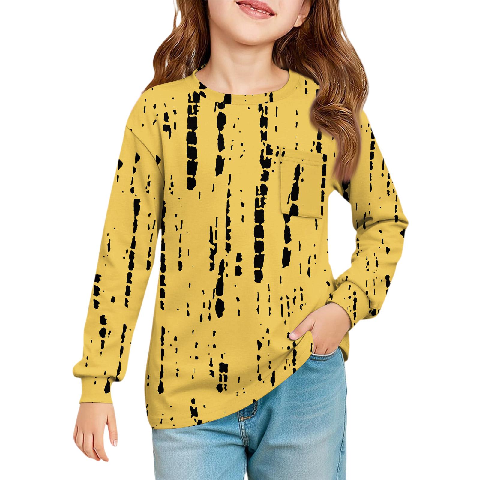 

Блузка для девочек с длинным рукавом - Туника с мягкой талией и круглым вырезом 90 жёлтый