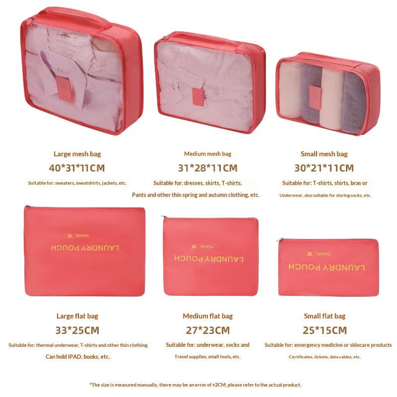 6Pcs Clothes Luggage Travel Blanket Shoes Organizers Bag Suitcase Pouch Packing Cubes Travel Bag Organizer