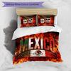 Mexico footbal Printed Bedding 3 Piece Set Cozy Breathable Bed Cover Set as Housewarming Holiday Gift