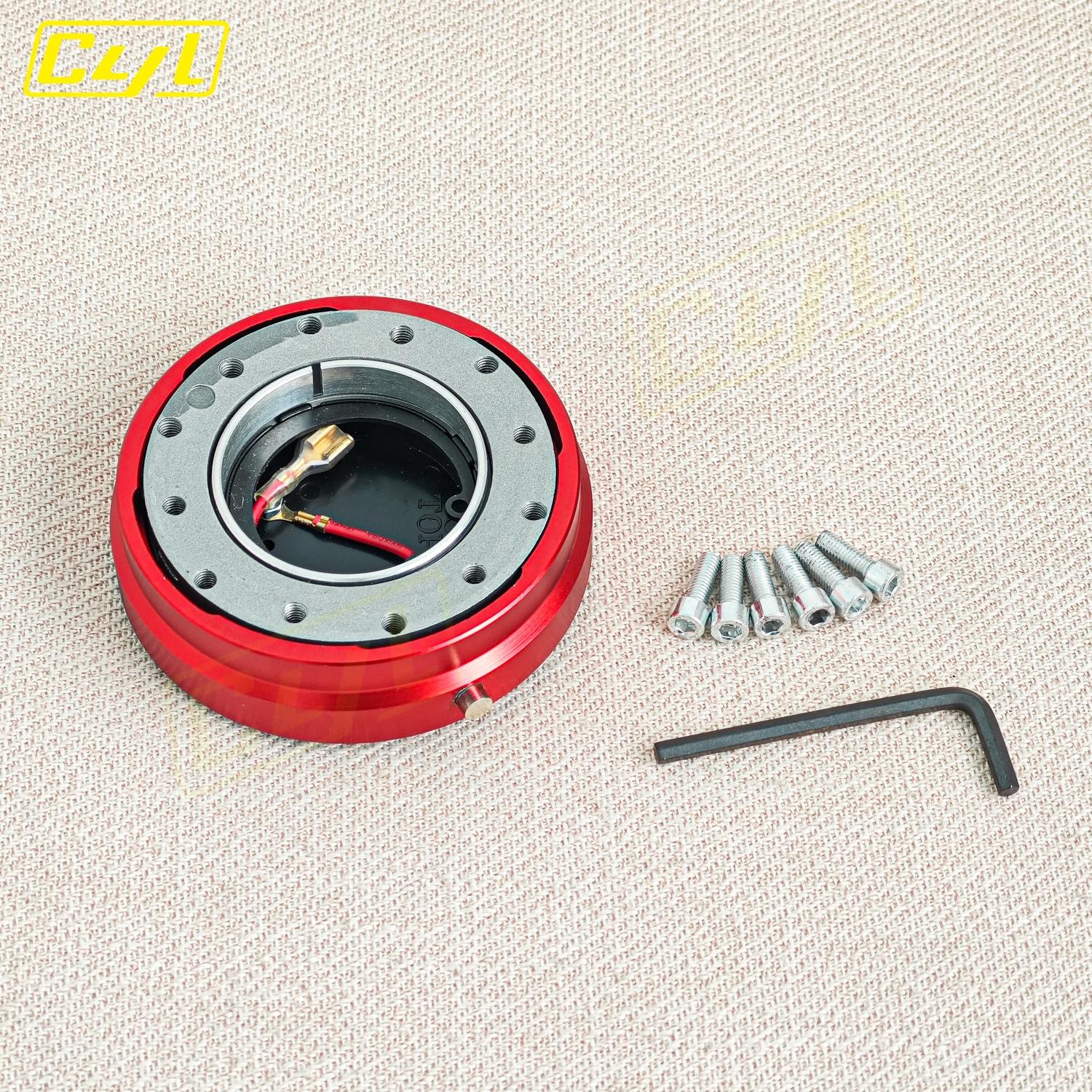 JDM Universal Thin Version 6 Hole Steering Wheel Quick Release Hub Adapter Snap Off Boss Kit красный