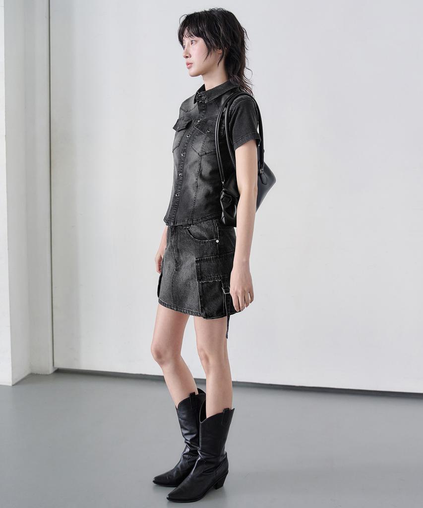 Deketeuumeon Cargo Mini Skirt Dcsk004Blacka