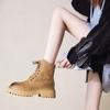 Internet Celebrities with the Same Martin Boots Women's Autumn New British Popular Boots Thick Sole Heightening Retro Locomotive Thick Heel Short Boot