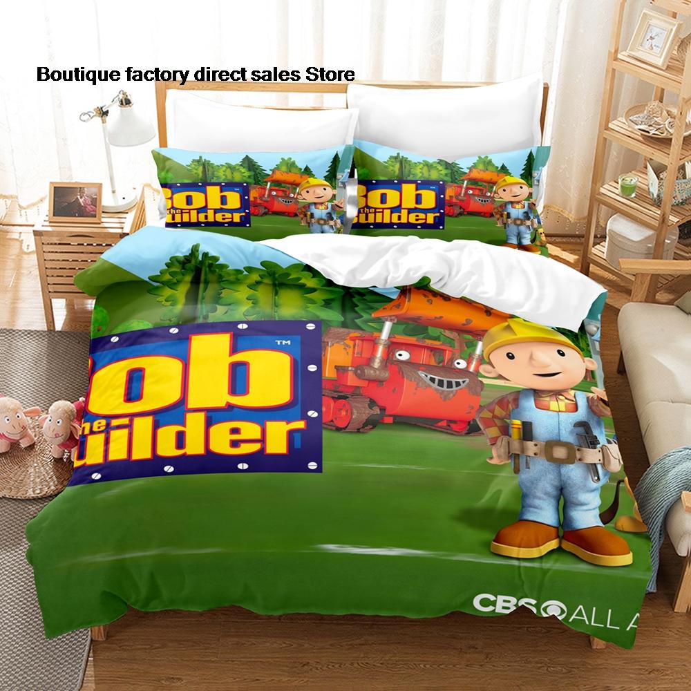 3D-gedrucktes Bob der Baumeister Bettwäscheset Bettbezug Kissenbezug Für Kinder Schlafzimmer Dekor Einzelbett Doppelbett Queen Size King Size Bettwäsche