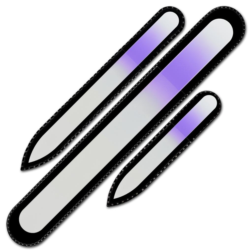 Set of 3 Rainbow Crystal Nail Files, Hand Made of Czech Tempered Glass R-BMS