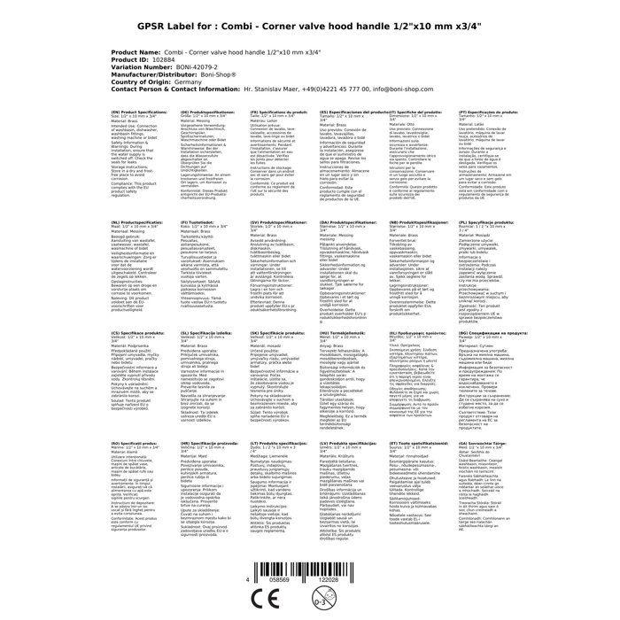 Chrome-plated Combined Stop Valve 1/2, 10 Mm and 3/4 Inch