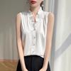 VEZFAA Damenmode Casual Sommer Frühling Einfarbig Druck Ärmellose Blusen & Hemden