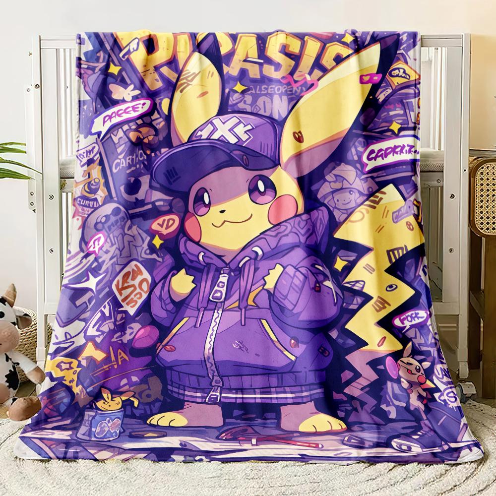 Pok É Mon Motiv Bedruckte Flanelldecke für Schlafzimmer, Wohnzimmer, Sofadecken, Büros, Mittagspausen, Picknicks,