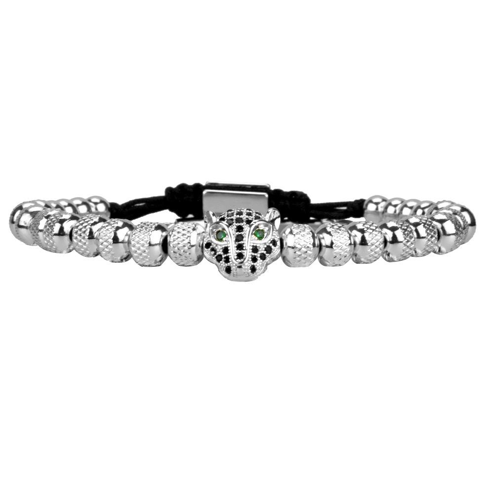 

Европейский и американский ретро браслет с головой леопарда и римскими цифрами - сетчатый браслет из нержавеющей стали