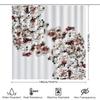 Artistic Floral Print Shower Curtain White Black Red Modern Home Decor Bathroom Accessories Waterproof Bath Mat Cover Size 69X70