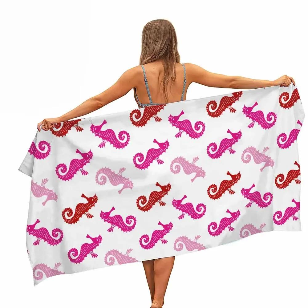 Red Sea Fish Marine Life Microfiber Pool Beach Towel Portable Quick Dry Sand Outdoor Travel Swim Blanket Thin Yoga Women Kid Men