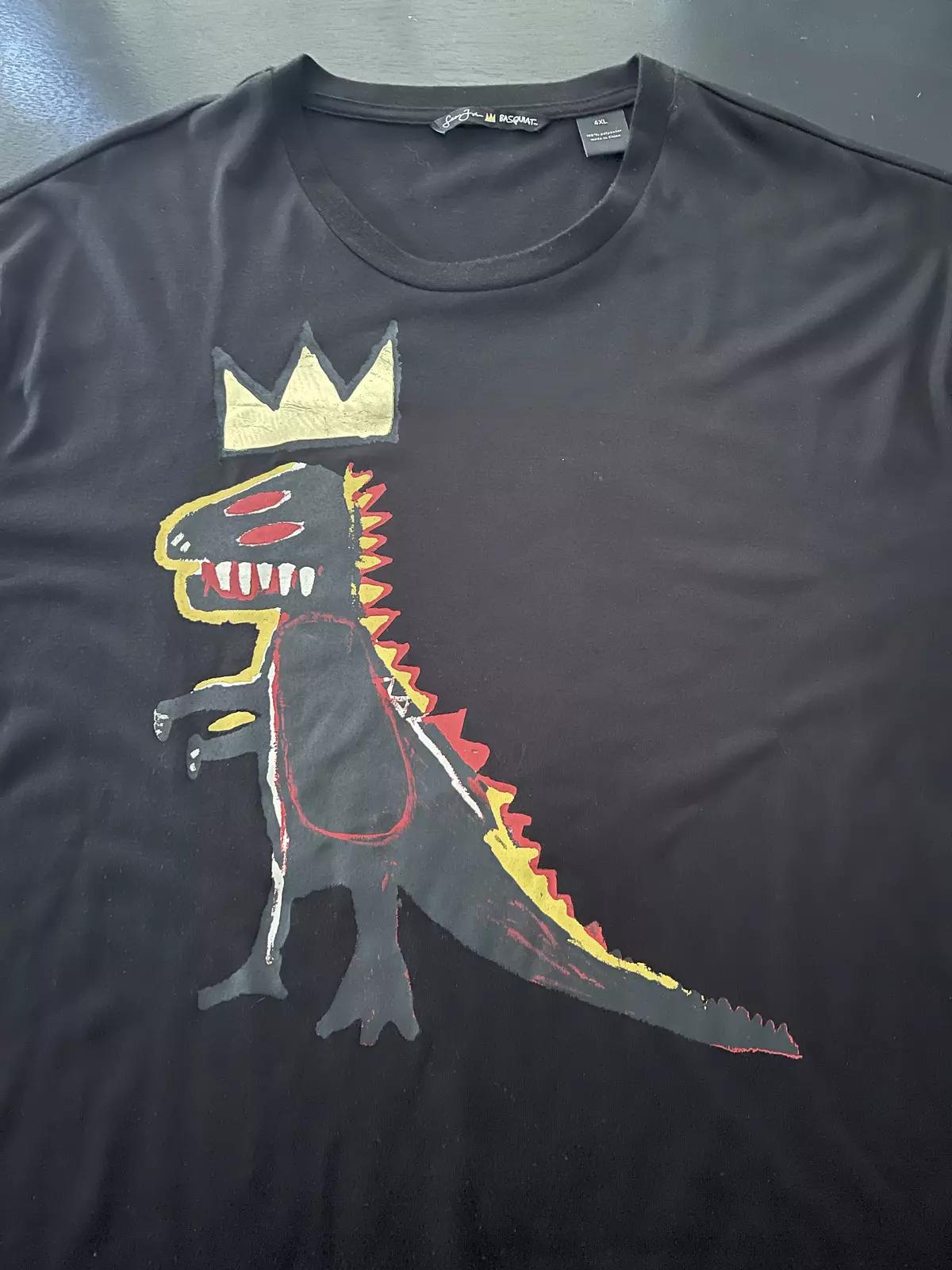 

Футболка Sean John X Jean-Michel Basquiat T-Rex Динозавр 100% Хлопок Мужские Футболки Топ, Черный, Размер: 4XL M