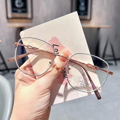 Koreansk versjon av Mori metallbrilleinnfatning Small Fresh Fairy Flat Mirror Kvinne anti-blå briller kan utstyres med nærsynthetsbriller.