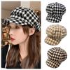 Keep Warm Plaid Beret Hat Korean Style Women Octagonal Cap Literary Women Painter Hat  Artist
