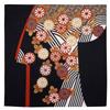 Musubi Furoshiki Chrysantheme und Fließendes Wasser Baumwolle 120cm, Schnee, Mond, Blumen, Kosode, Schwarz, 120cm, 100%