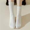 Women Knitted Long Socks Girls Casual Black White Solid Loose Crochet High Tube Lolita Cotton Boot Cuffs Ruffles Socks