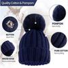Winter Beanie Hat With Large Faux Fur Bobble Pom Pom Winter Fur Knitted Hat For Outdoor Camping Ski Caps