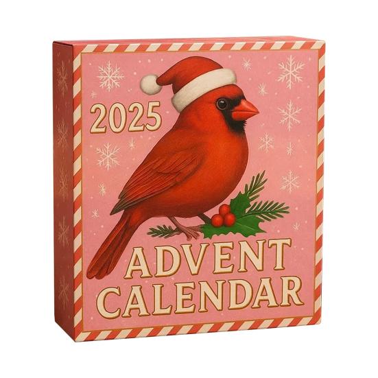 Red Bird Christmas Countdown 2025 24 Days Acrylic Bird Ornaments with Hooks Festive Holiday Decor for Tree & Shelf Unique Gift