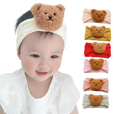 Fascia per Bambini Orsetto Cartone Animato Testa di Animale Peluche Intrecciata Fascia Elastica Bambini Comoda
