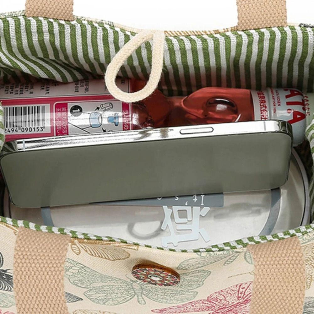 Printed Butterfly Lunch Bag For Women Girla Large Capacity Work Food Container Bags Portable Canvas Travel Picnic Lunch Bags