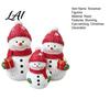 Holiday Atmosphere Decor Christmas Resin Snowman Figurine Cute Family of 3 Statue with Santa Gift for Friends Hat Red Scarf Tabletop Ornament