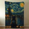 Starry Night And The Cat Blanket Throw Super Cosy Plush Living Room Sofa Couch Childish Birthday Gifts