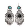 Long Bohemian Fringe Earrings For Women Handcraft Alloy Statement Pieces With Turquoise Detail