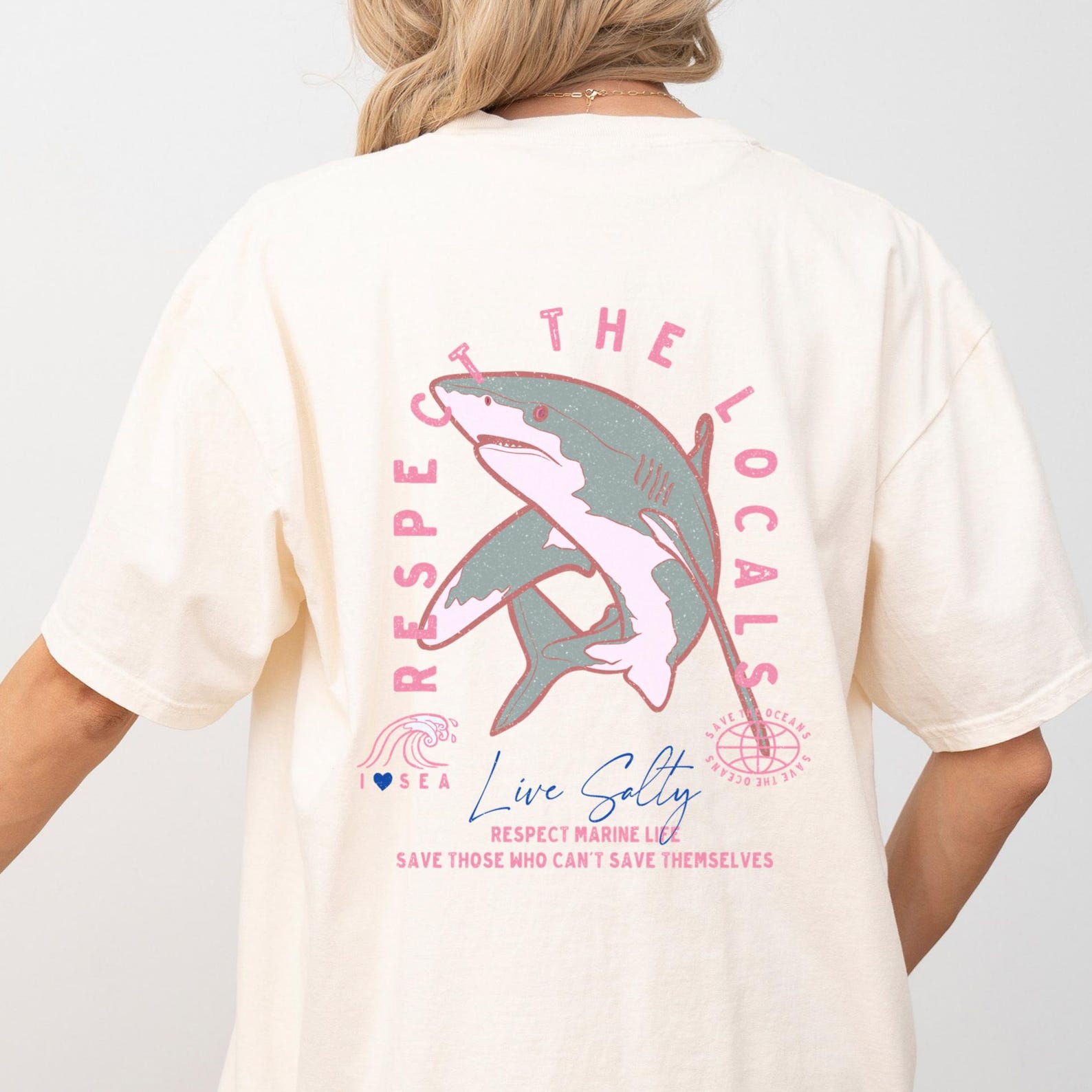 Respect the Locals Shark Tee, Comfort Colors Ocean Lover Shirt 4XL