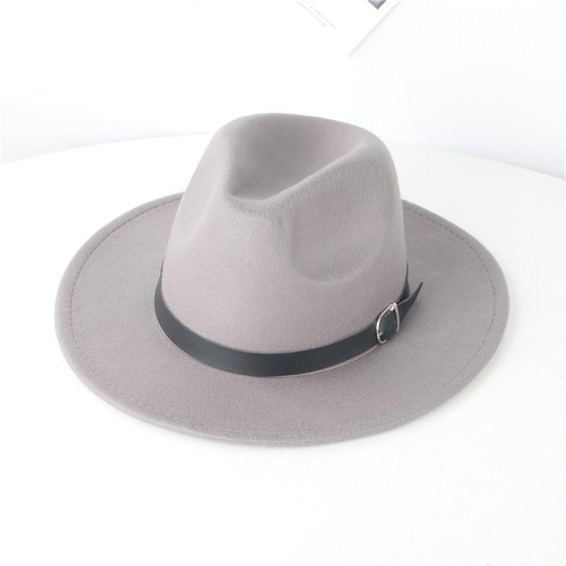Children Single Side Wool Felt Jazz Fedora Hats 54CM Elegant BOY GIRL Wide Brim Panama Trilby Cap 54CM wholesale