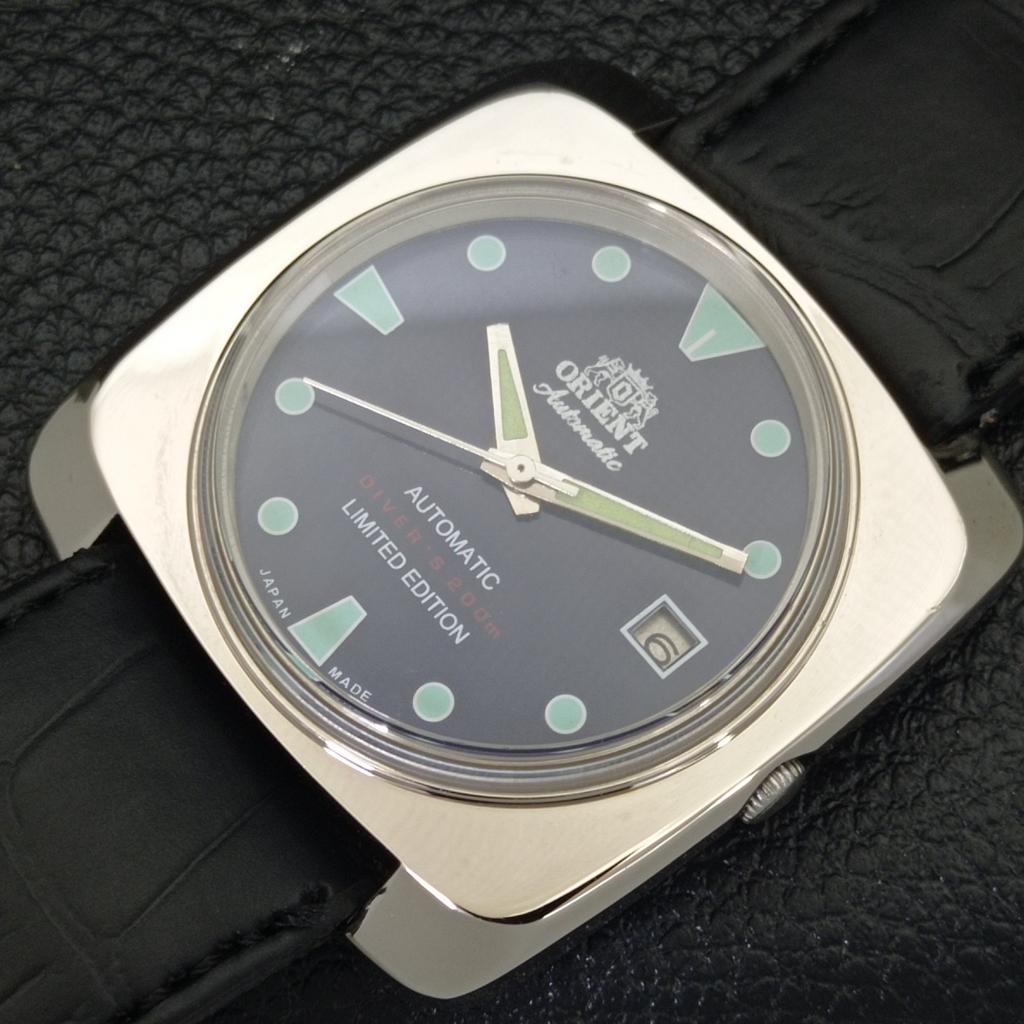 BRUKT ORIENT AUTOMATISK 46941 JAPAN HERRE DATO BLÅ FARGE SKIVE KLOKKE a432832-2 R113-a432832