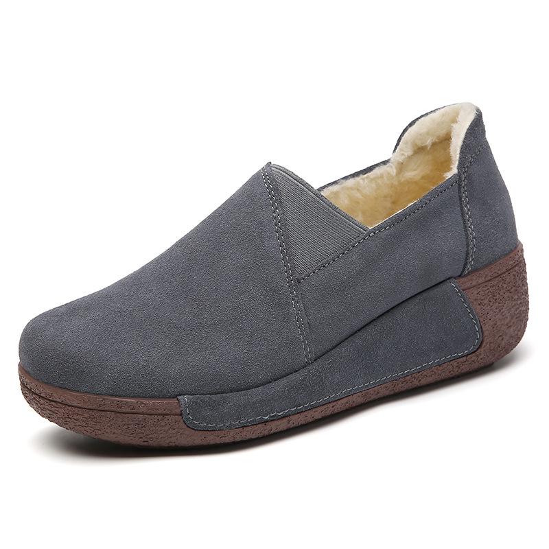 Elegant Mother Shoes Fashion Women Platform Shoes Genuine Leather Walking Loafers 5cm High Wedge Heels Shoes