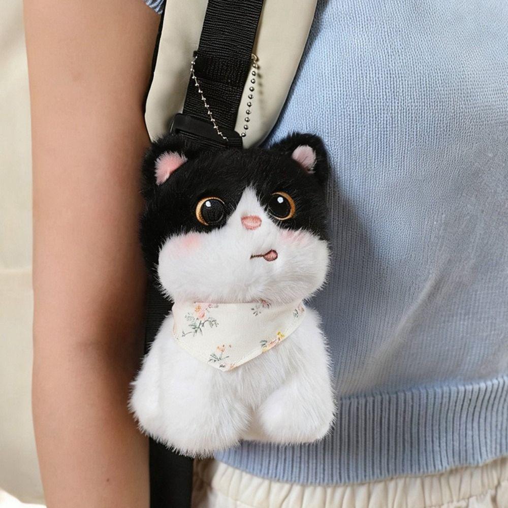 13cm Kawaii Fluffy Cat Plushies Bag Pendant Cat Animal Stuffed Toy Home Decor