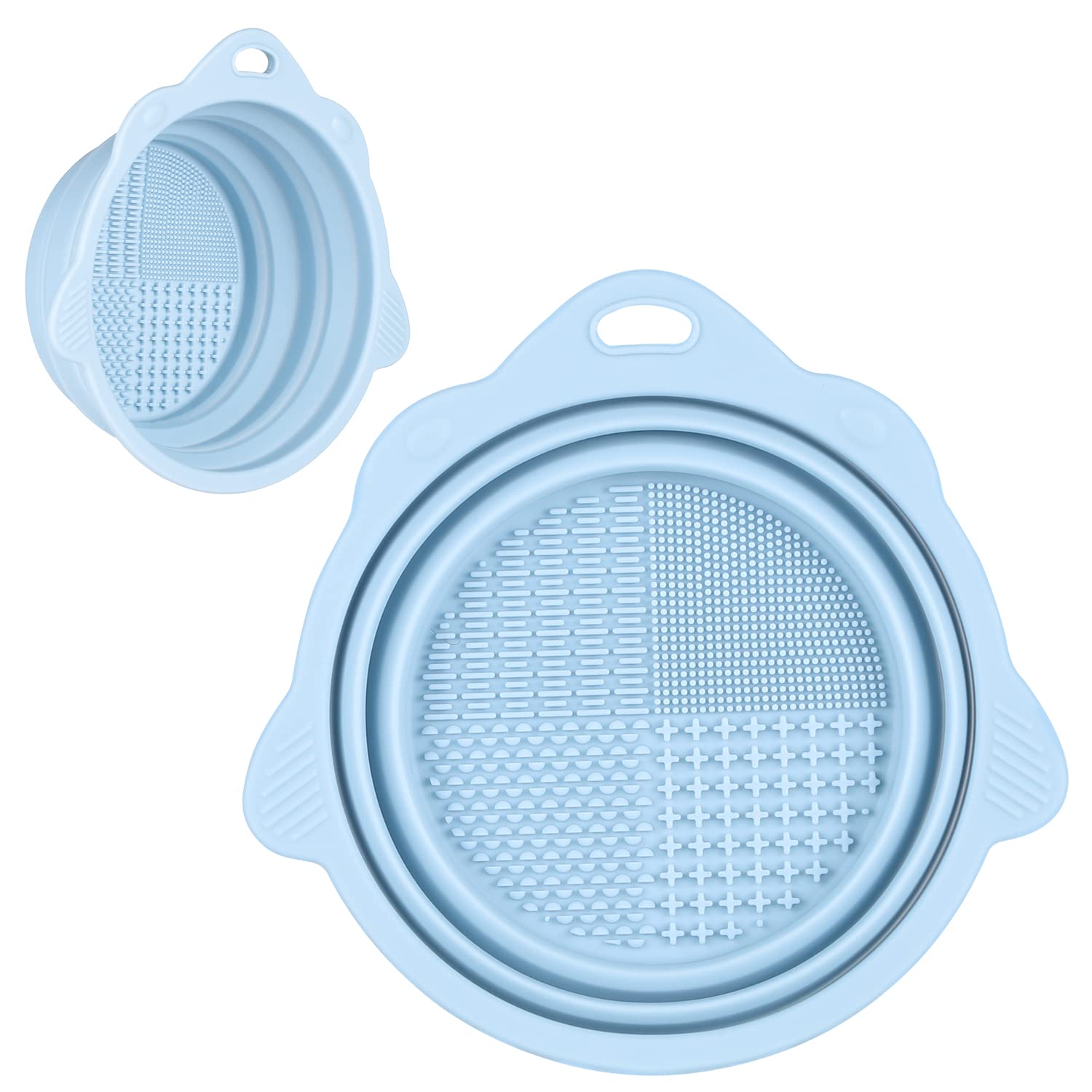 

1pc Foldable Silicone Makeup Brush Cleaner Bowl - Portable Cleaning Tool for Brushes, Powder Puffs, and Sponges небо синє кольору
