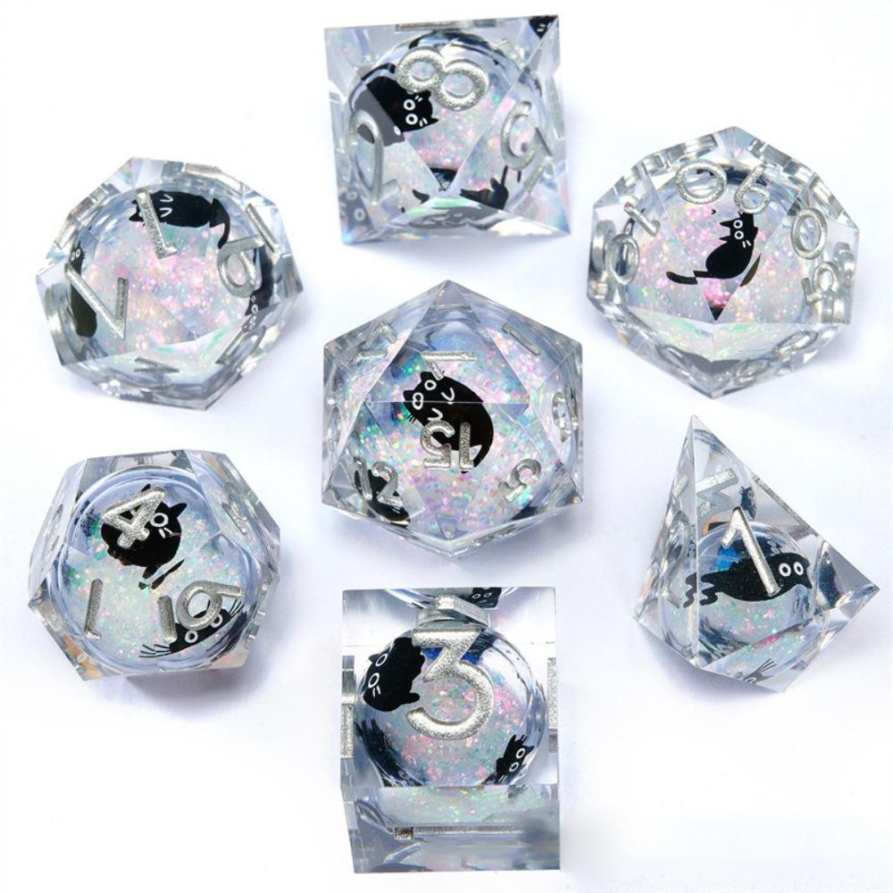 Polyhedron Purple Sand Resin Dice Set Handmade RPG Dice Set New Polyhedral Dice Set