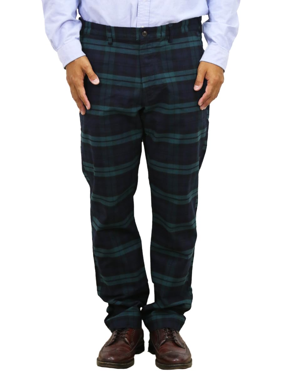 

POLO RALPH LAUREN Straight Fit Blackwatch Check Cotton Size BLACKMU Men s No-Tuck Pants, 0106621, W38L30, [Used]