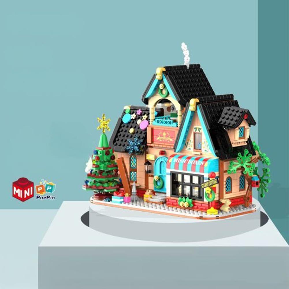 1348pcs House Building Blocks Starry Cottage City Street View Building Bricks With Light Gifts For Boys Girls