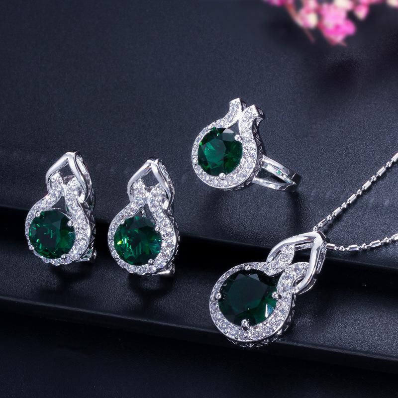 Jewelry Necklace Set, Simple Zircon Three-Piece Set.