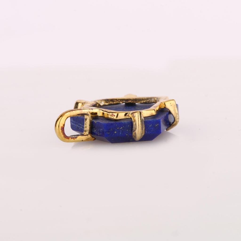 Lapis Lazuli Pentagon Pendant 925 Sterling Silver Gold Plated Geometric Fine Jewelry Gift for Her