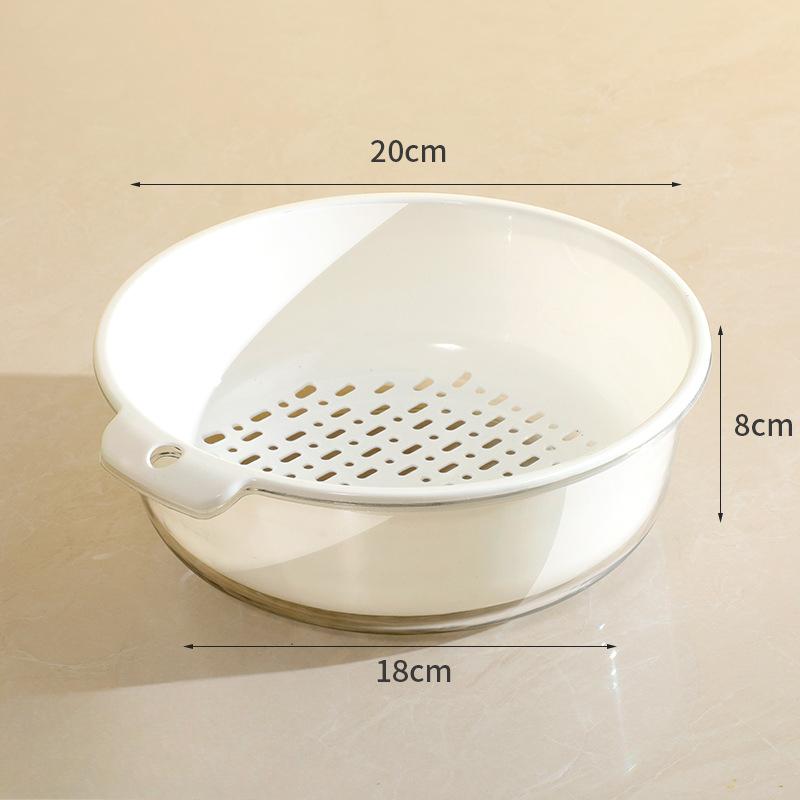 Household Transparent Vegetable Washing Basket Kitchen Draining Basket Double-layer Fruit Washing Basin Filter and Washing Basket