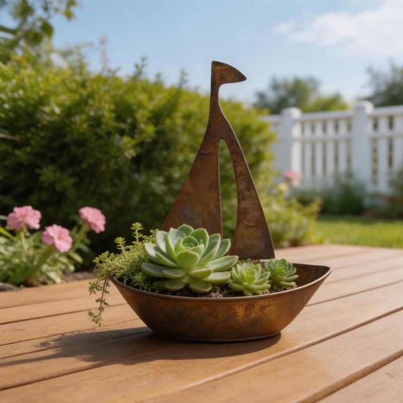 Iron Boat Flowerpot Open Flower Vase Arrangement Accessories Plant Container Balcony Plant Tabletop Decoration
