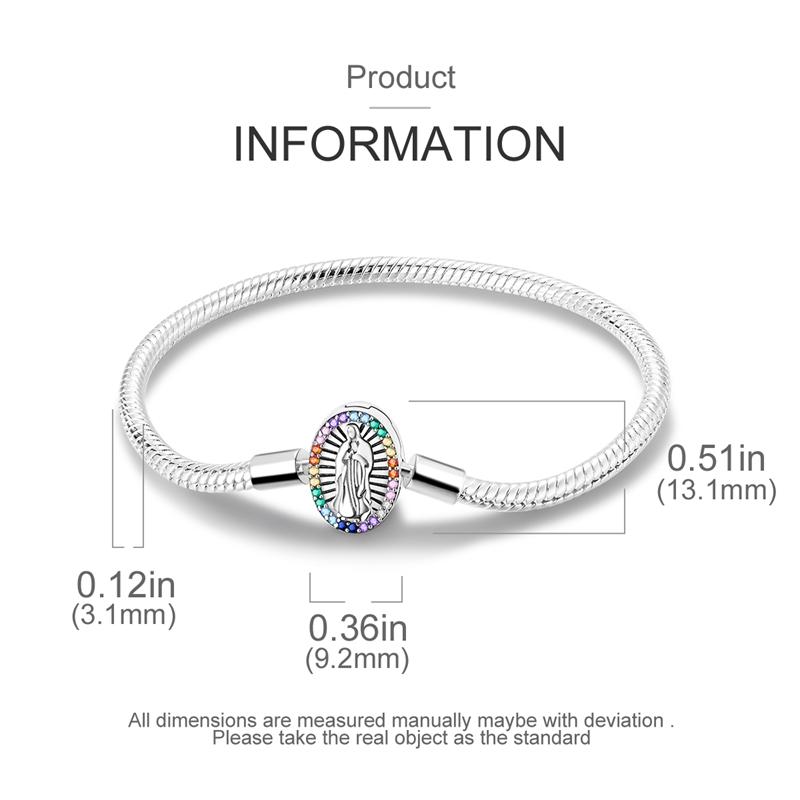 925 Silver Bracelet Heart Perfume Colorful Zircon Clasp Snake Chain Fit Original Charms DIY Jewelry