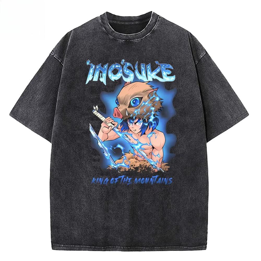 

Anime Movie Demon Slayer Infinity Castle Washed Tshirt Men Fashion Vintage Tshirt Summer Casual Cotton T Shirt Top Men Clothing M