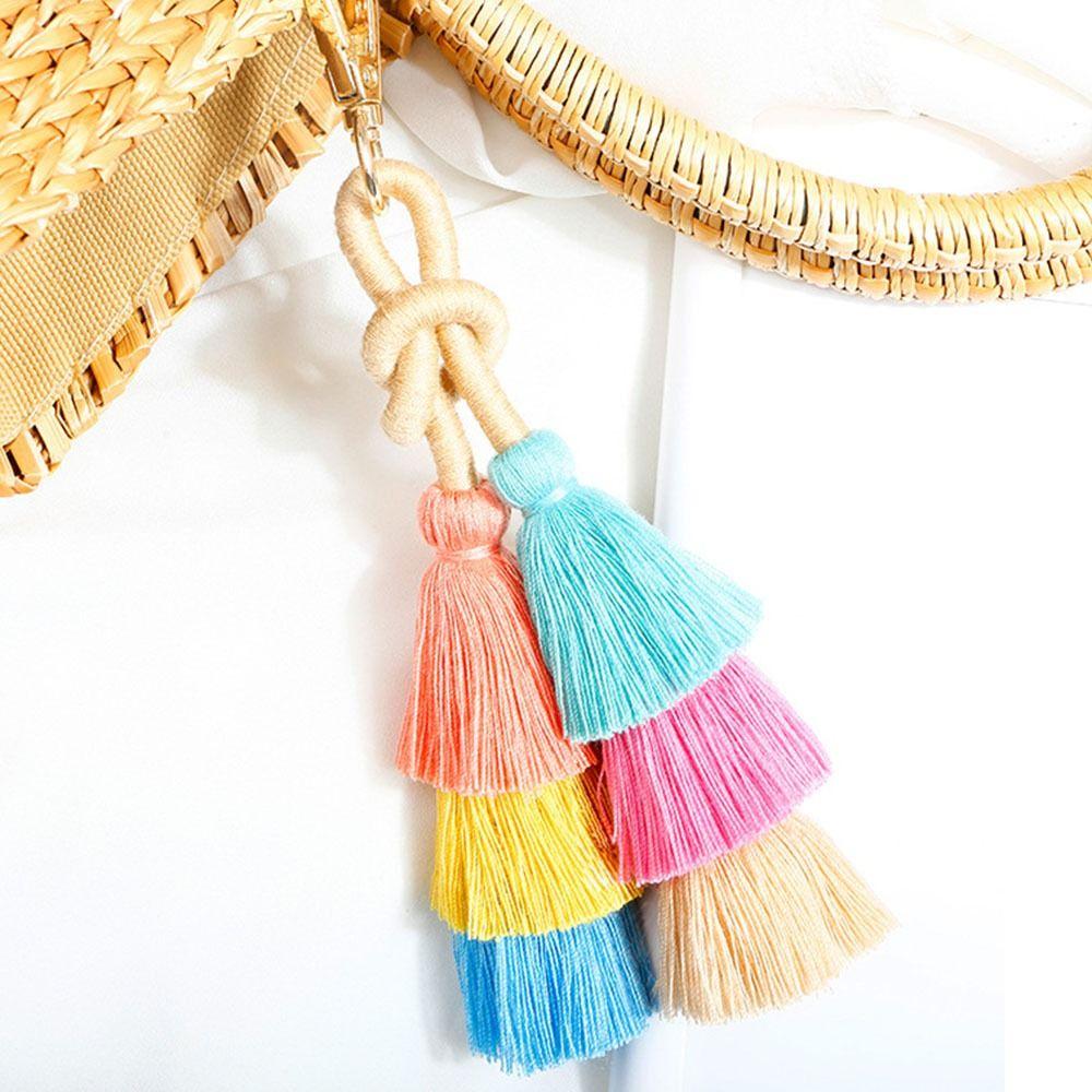Bohemia Bohemia Tassel Keychain Exquisite Gradient Colors Key Ring Girls